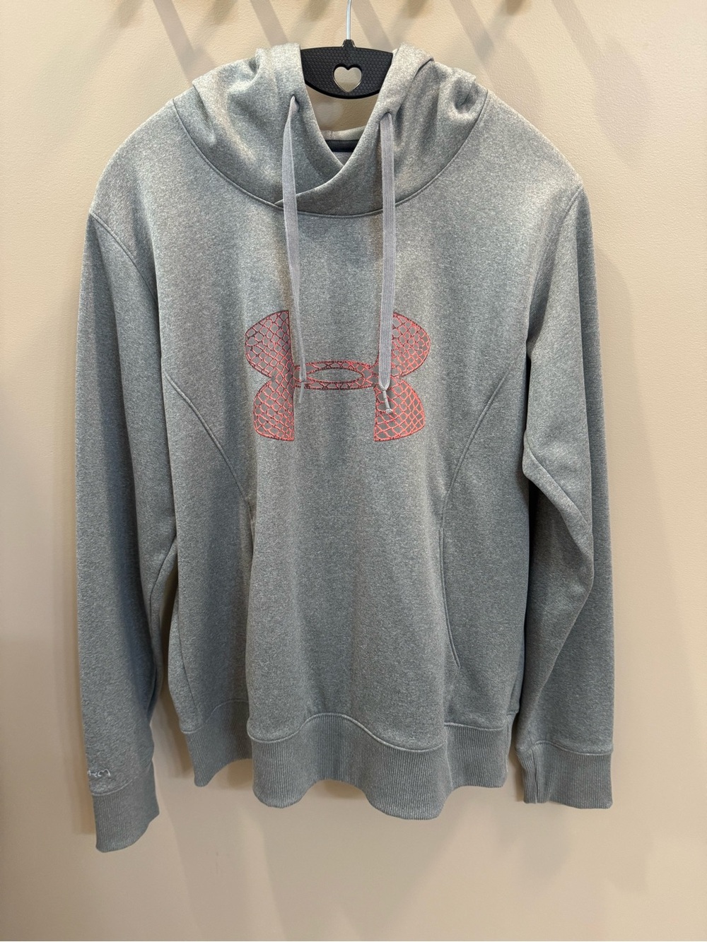 Under Armour Heather Gray Hoodie with Pink Logo